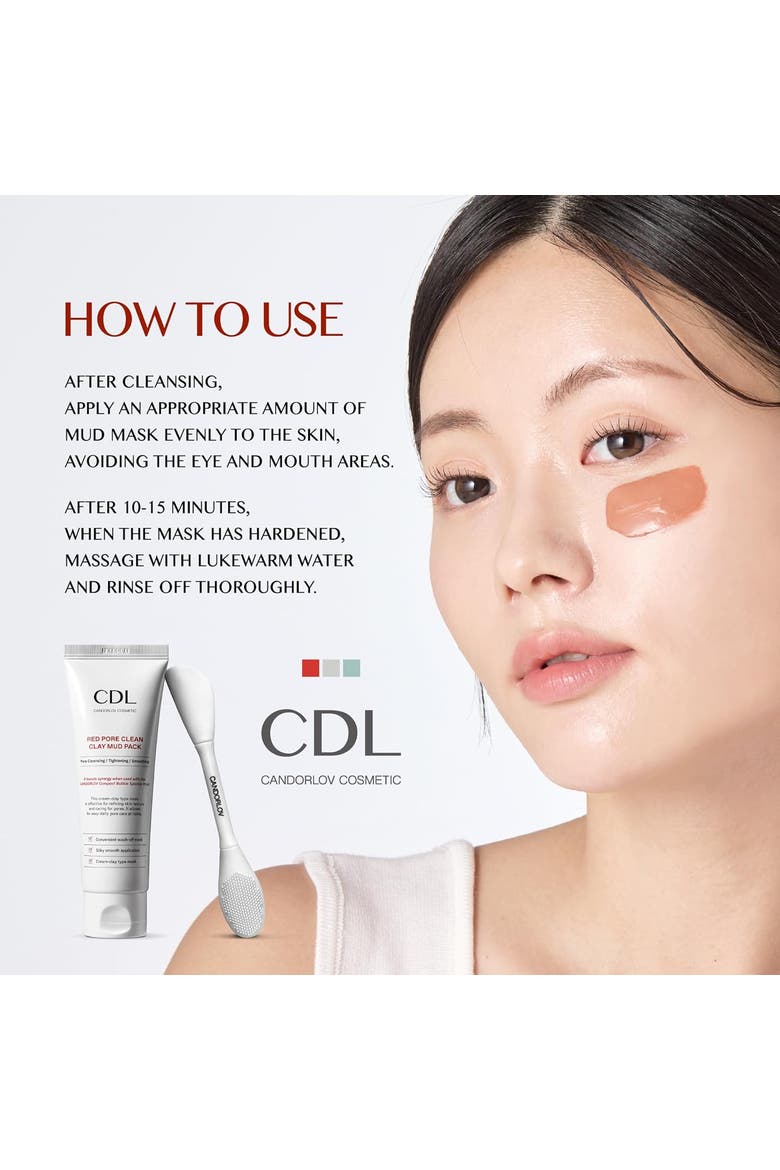 Clay Mask Sensitive Skin Deep Pore Cleansing Exfoliating Facial Care 2.7 oz, Alternate, color, Red