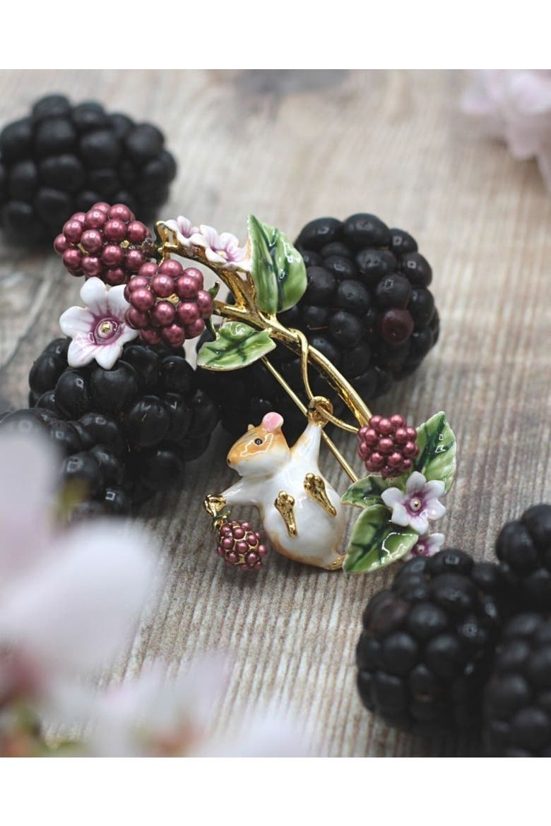 Blackberry & Mouse Brooch, Alternate, color, Blackberry & Mouse