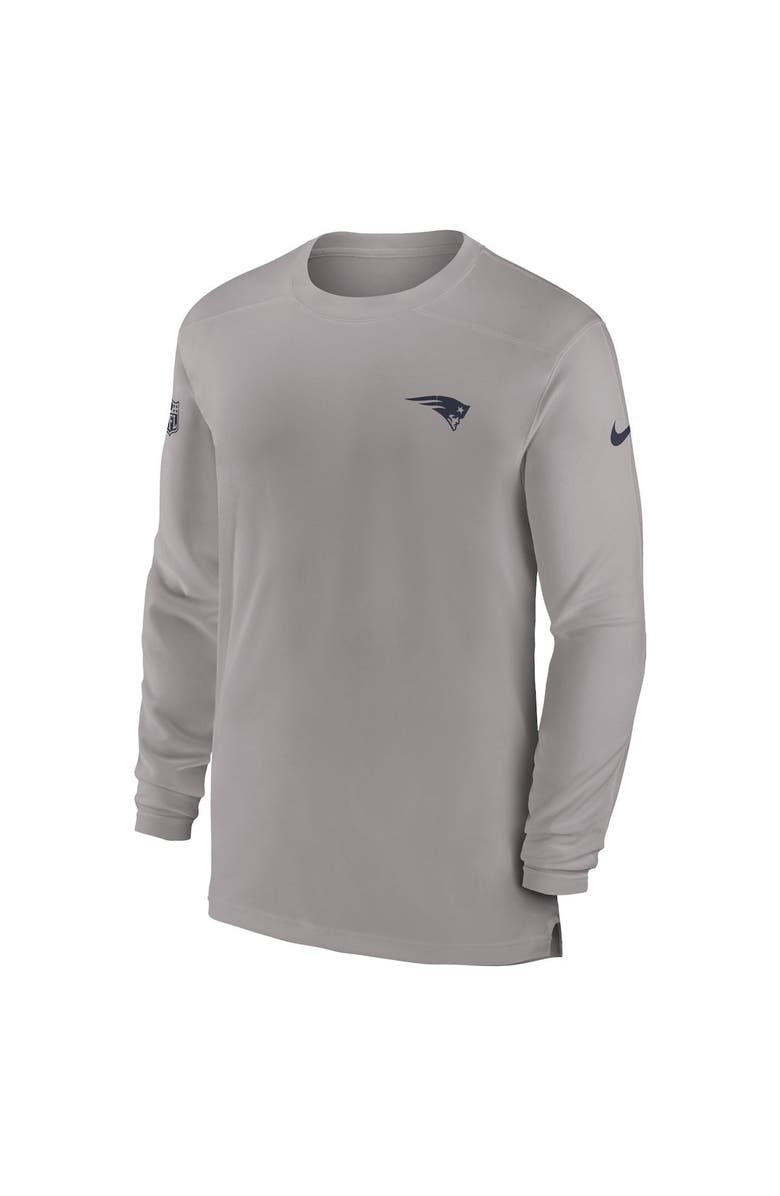 Nike Men's Nike Gray New England Patriots Sideline Coach Performance Long Sleeve T-Shirt, Alternate, color, Gray