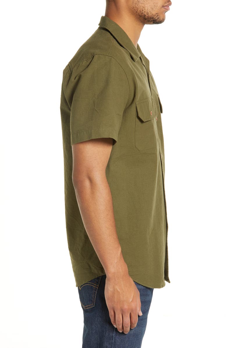 Schott NYC Men's Cotton Ripstop Short Sleeve Button-Up Shirt, Alternate, color, 