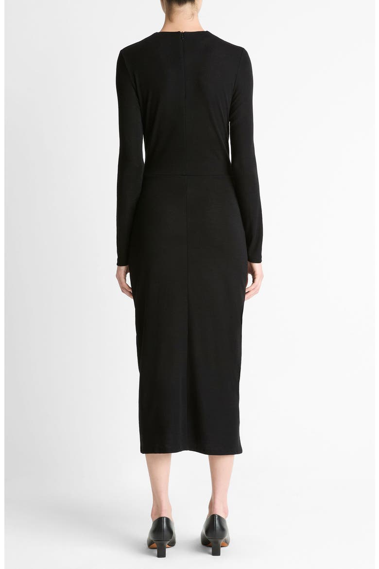 Wool Blend Drape Midi Dress, Alternate, color, BLACK