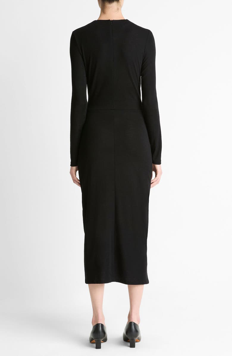 Vince Wool Blend Drape Midi Dress, Alternate, color, Black