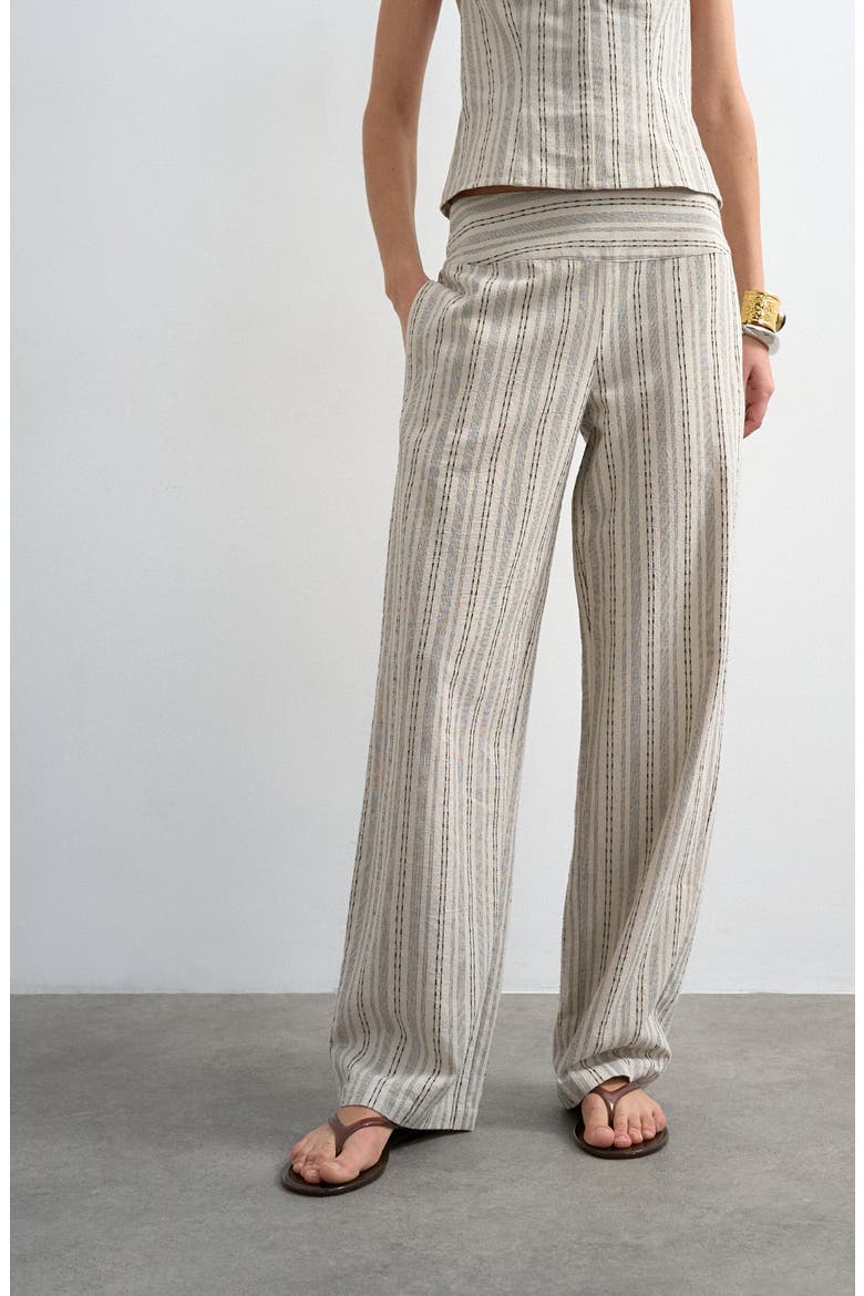 Stripe Cotton Blend Pants, Main, color, CREAM
