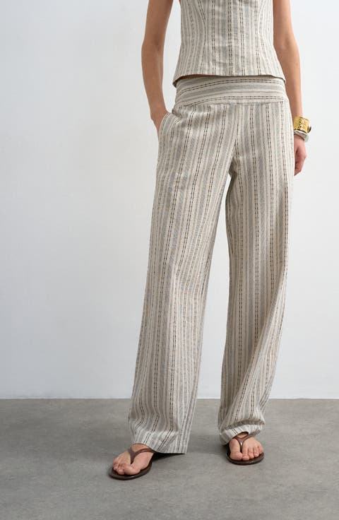 Stripe Cotton Blend Pants