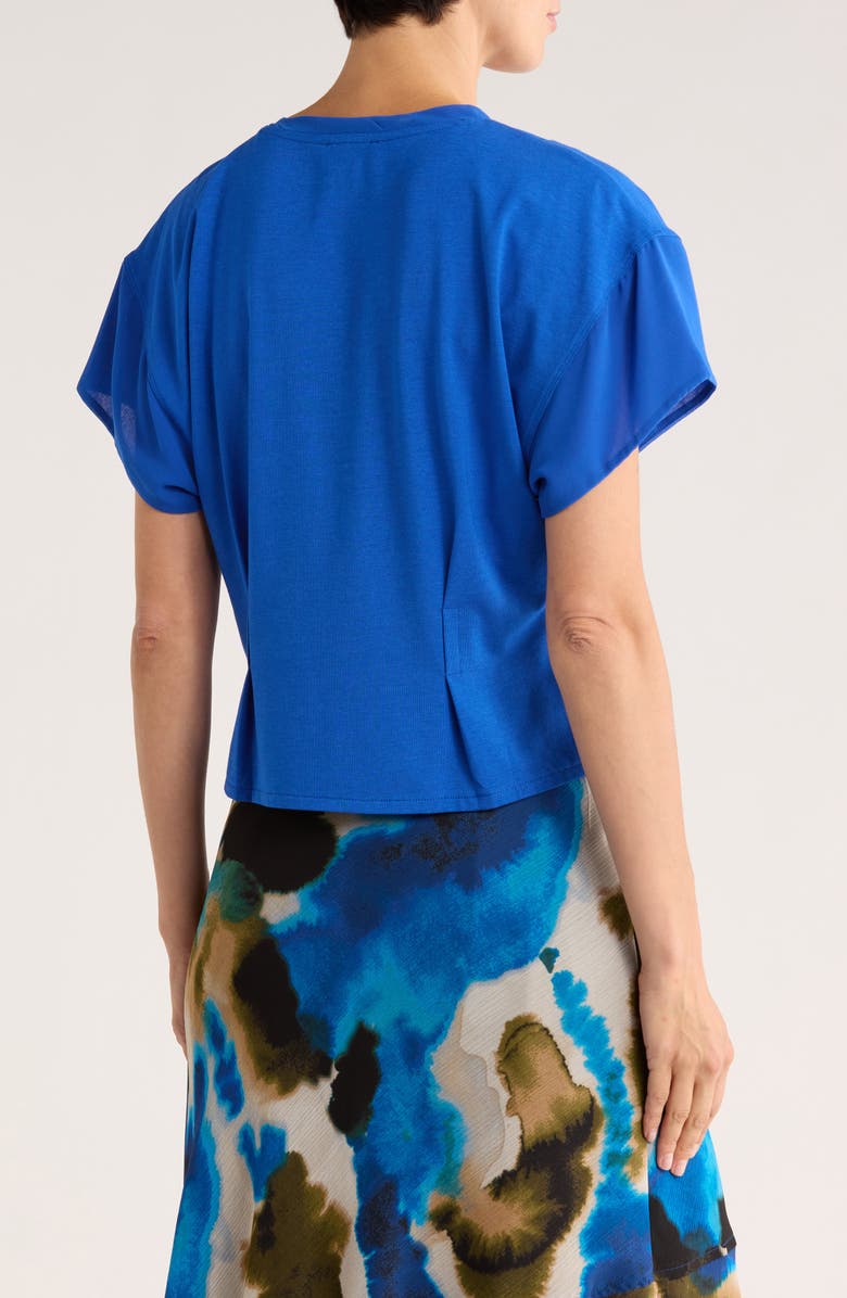 DKNY Mixed Media Knit Top, Alternate, color, Classic Blue