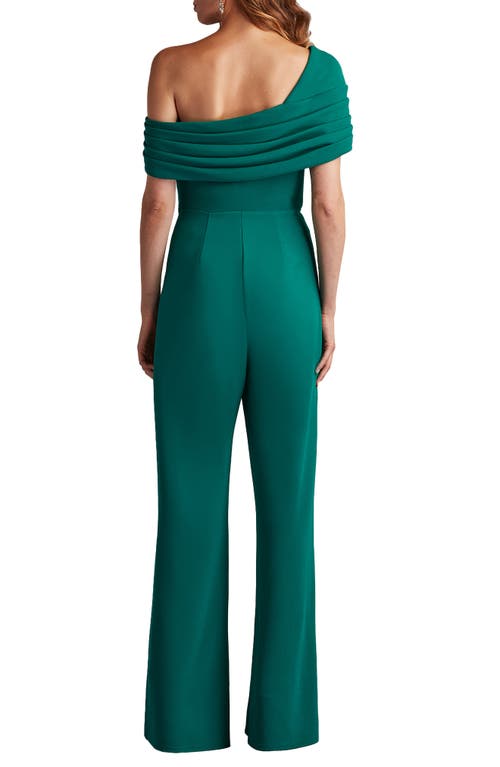Tadashi Shoji Pleated One-shoulder Jumpsuit In Green