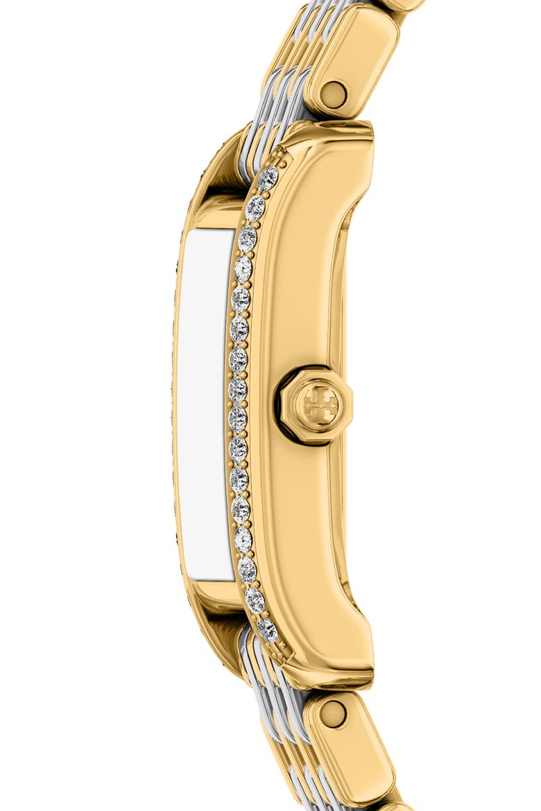 The Small Eleanor Mother-of-Pearl Tank Bracelet Watch, 19mm x 22mm, Alternate, color, TWO TONE