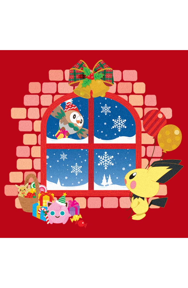 POKEMON Men's Pokemon Christmas Window  Sweatshirt, Alternate, color, Red