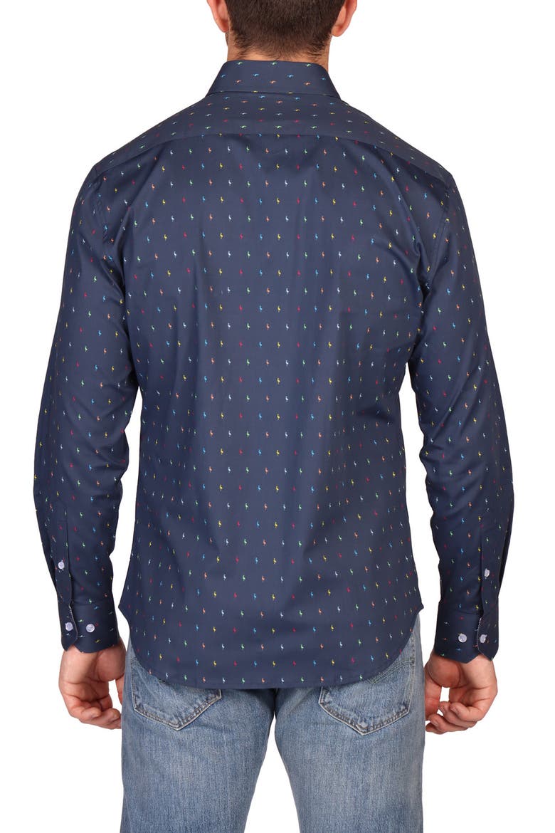 Classic Fit Stretch Cotton Button-Down Shirt, Alternate, color, NAVY