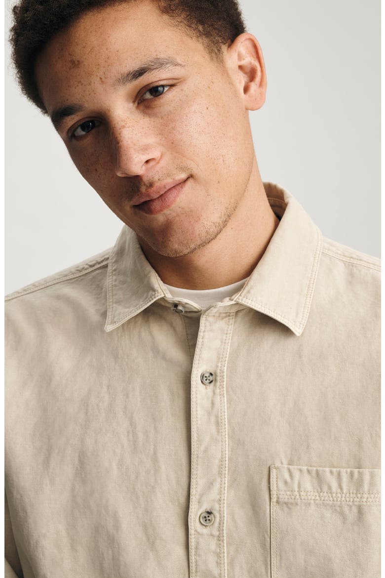 Cotton Blend Button-Up Shirt, Alternate, color, FEATHER GRAY