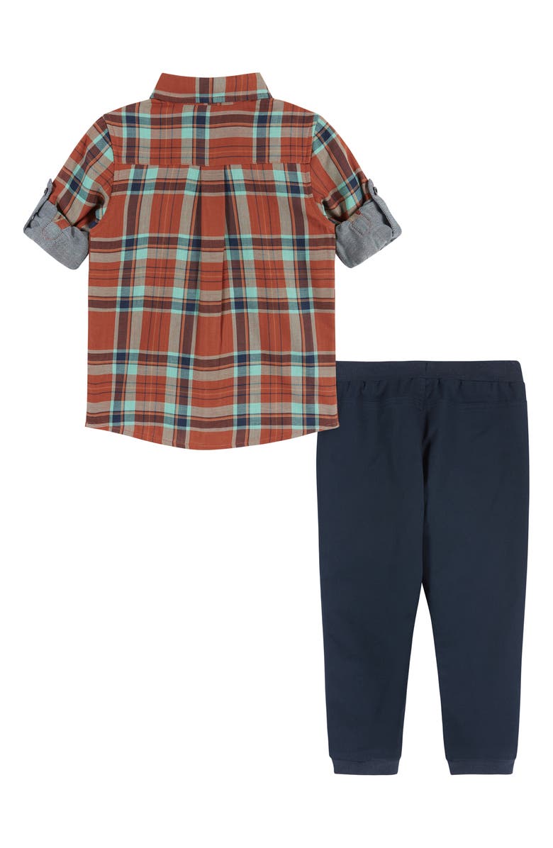 Andy & Evan Rust Plaid Button-Down Shirt & Pants Set, Alternate, color,