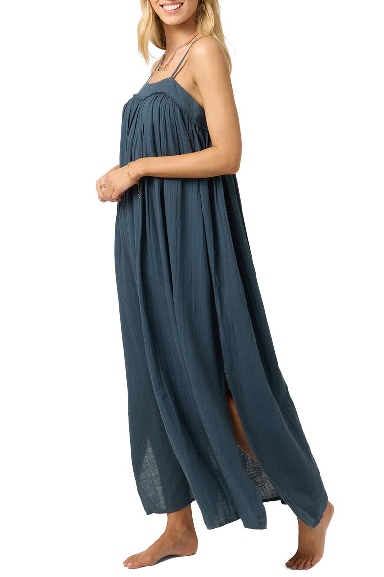 Sai Saltwater Solids Cover-Up Cotton Maxi Dress, Alternate, color, SLATE