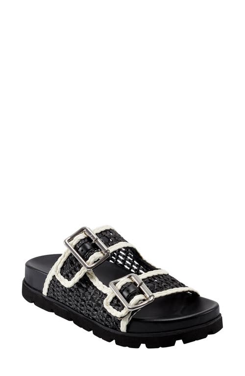 Marc Fisher Ltd Raffia Dual-buckle Sporty Sandals In Black
