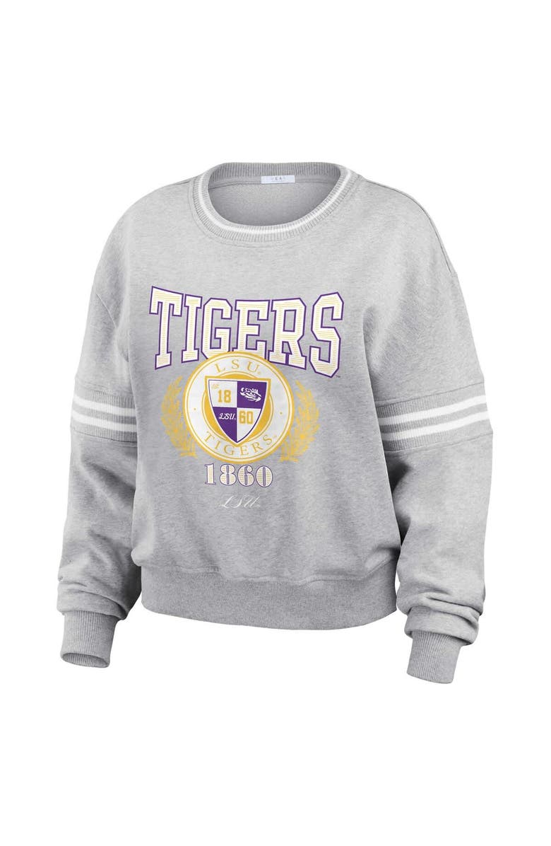 WEAR by Erin Andrews Women's WEAR by Erin Andrews Heather Gray LSU Tigers Classic Stripe Pullover Sweater, Alternate, color, Heather Gray