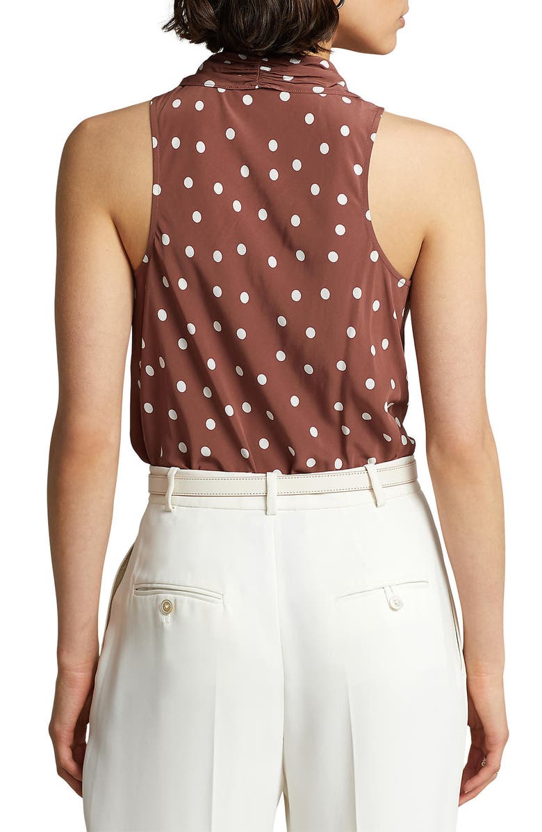 Polo Ralph Lauren Polka Dot Tie Front Sleeveless Blouse, Alternate, color,