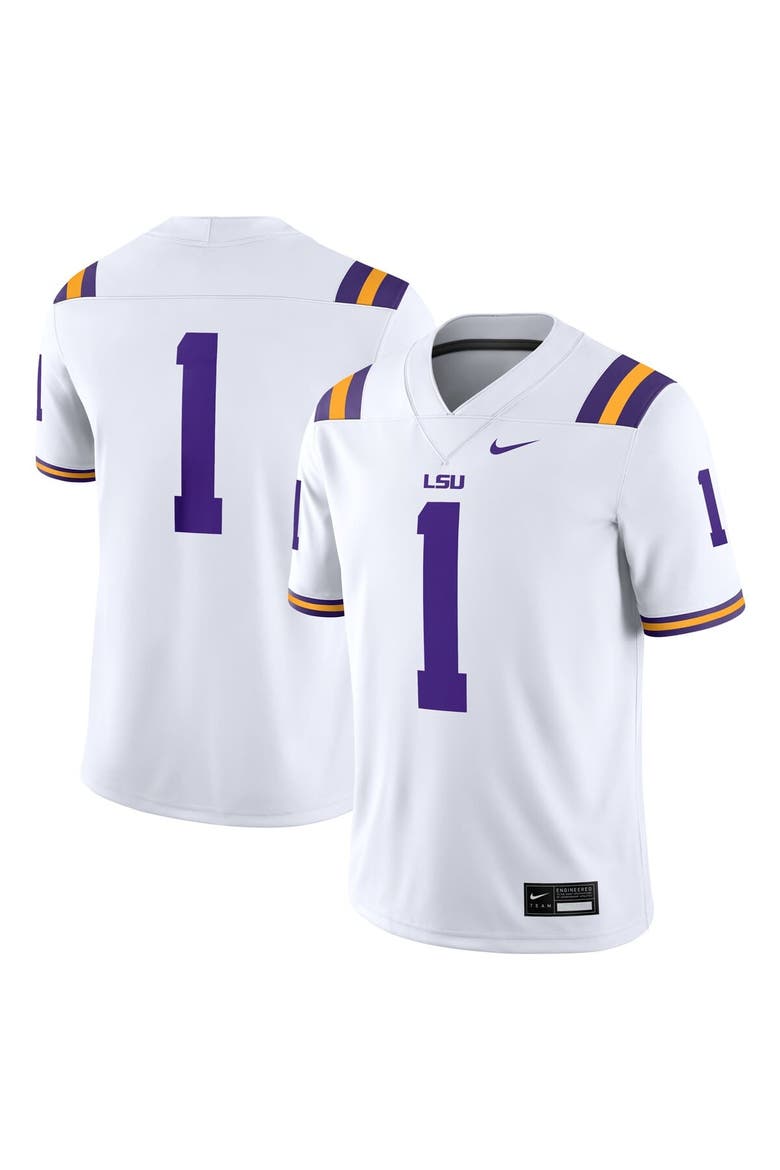 Men's Nike #1 White LSU Tigers Game Jersey, Main, color, White
