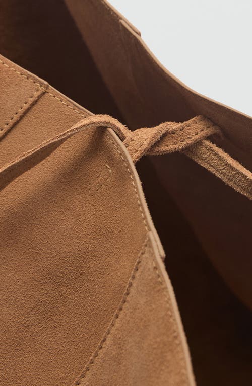 Mango Suede Shopper Bag In Leather
