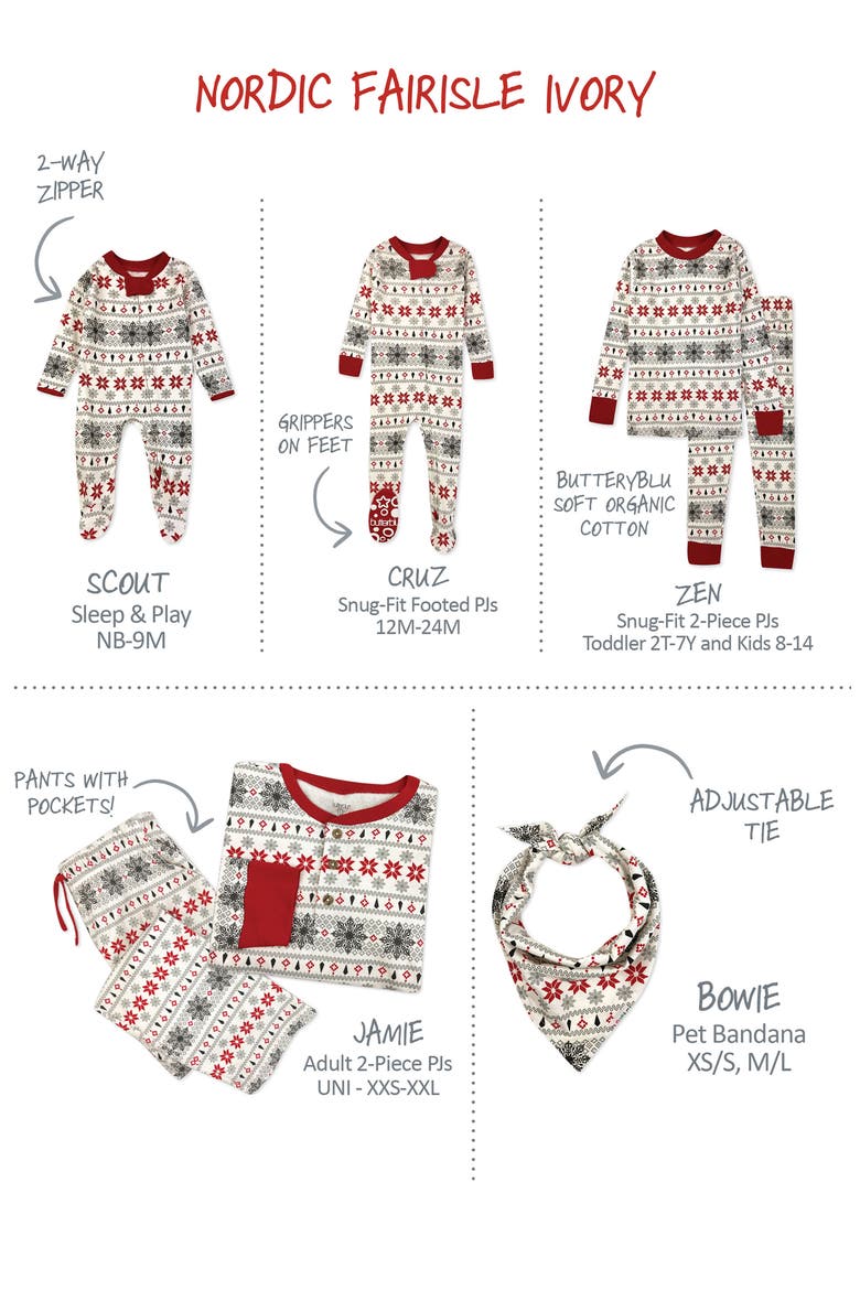 Cruz Snug Fit Footed Pajamas, Alternate, color, NORDIC FAIR ISLE IVORY