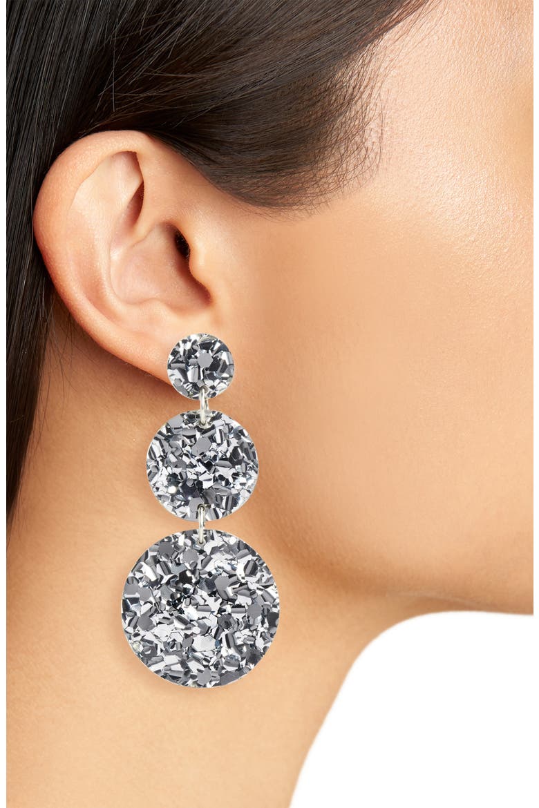 Elaine Triple Drop Earrings, Alternate, color, SILVER