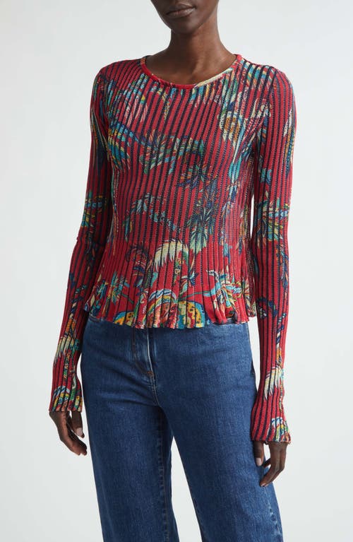 Etro Metallic Rib Sweater in Print On Red Base at Nordstrom, Size 48