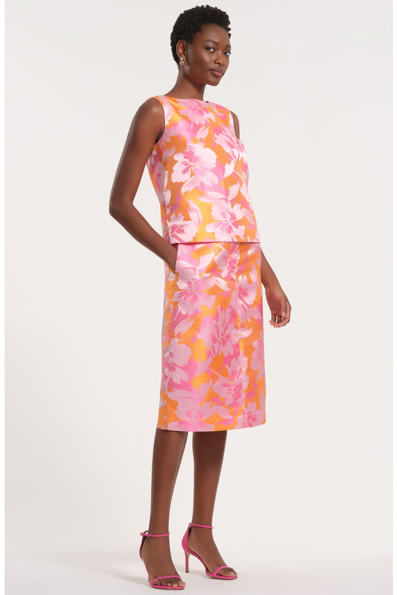 Floral Satin Brocade Shell, Alternate, color, PINK/ ORANGE