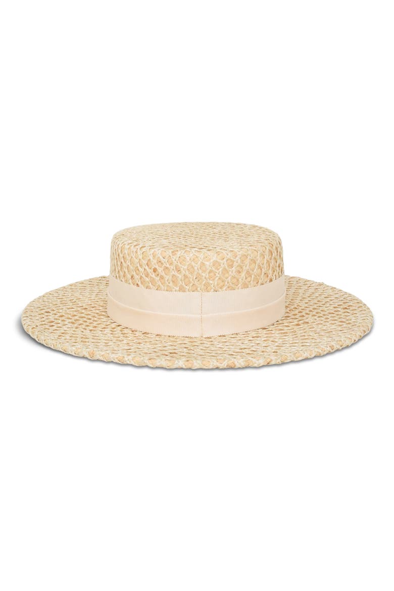 Marion Woven Straw Boater Hat, Alternate, color, NATURAL