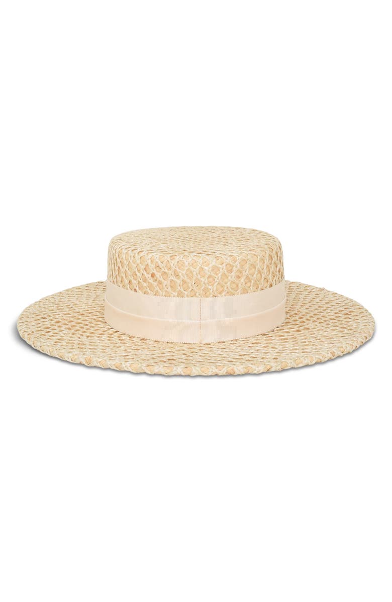 Gigi Burris Millinery Marion Woven Straw Boater Hat, Alternate, color, Natural