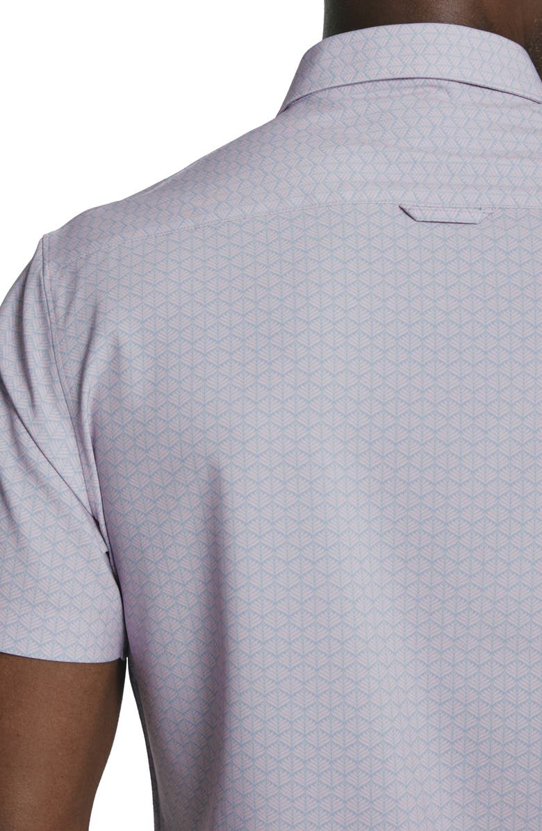 7 Diamonds Palm Leaf Print Short Sleeve Performance Button-Up Shirt, Alternate, color,