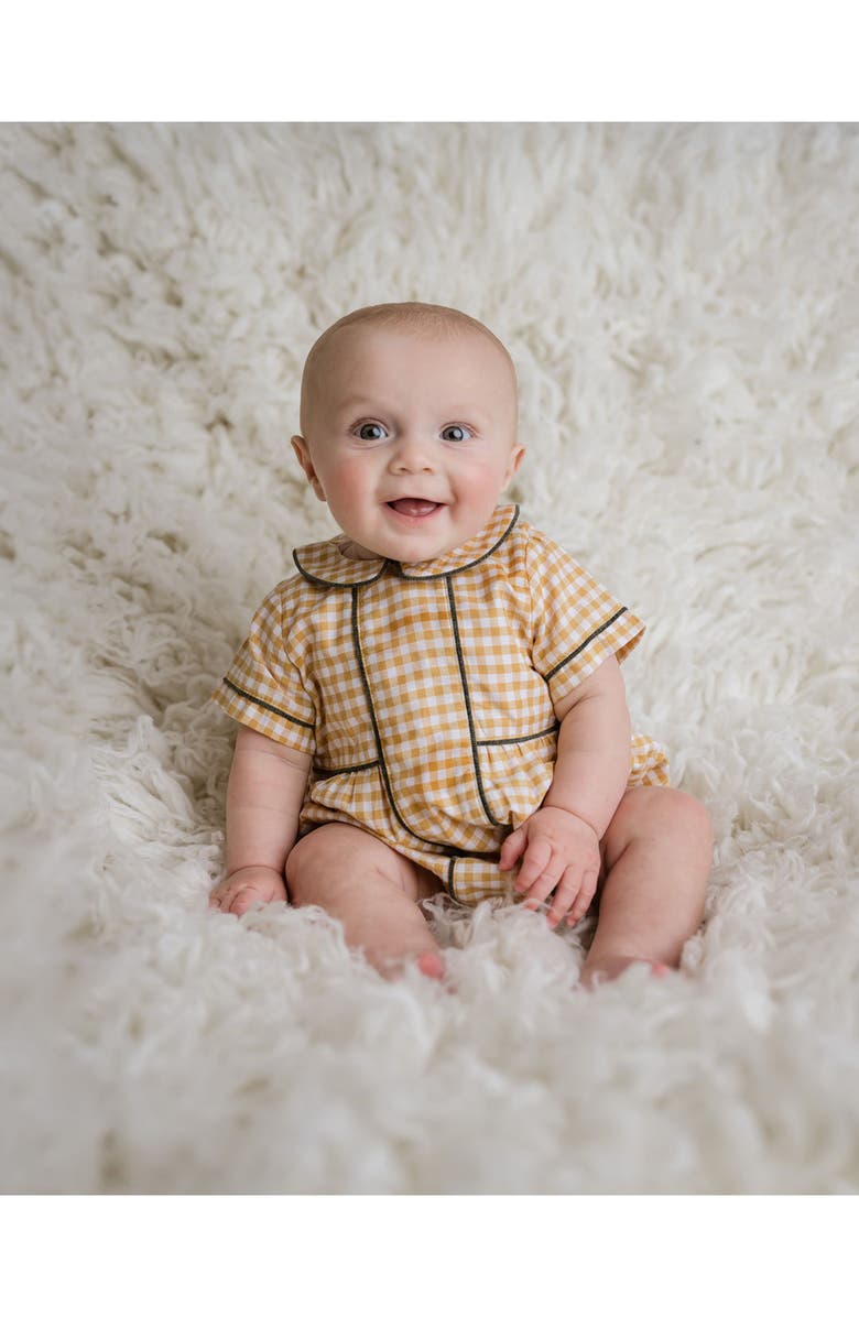 Cuclie Gingham Bubble Romper, Alternate, color, Yellow Multi