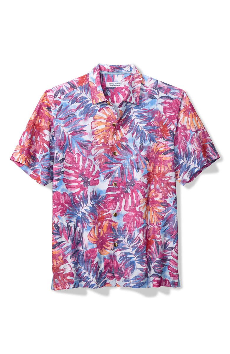 Tommy Bahama Coastal Cool Frond Fiesta IslandZone<sup>®</sup> Short Sleeve Button-Up Shirt, Main, color, Very Berry