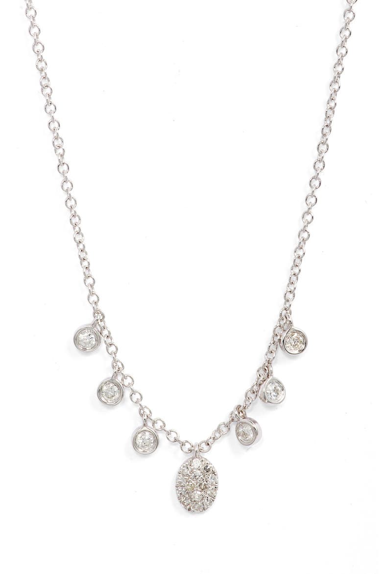 Diamond Charm & Pendant Necklace, Main, color, WHITE