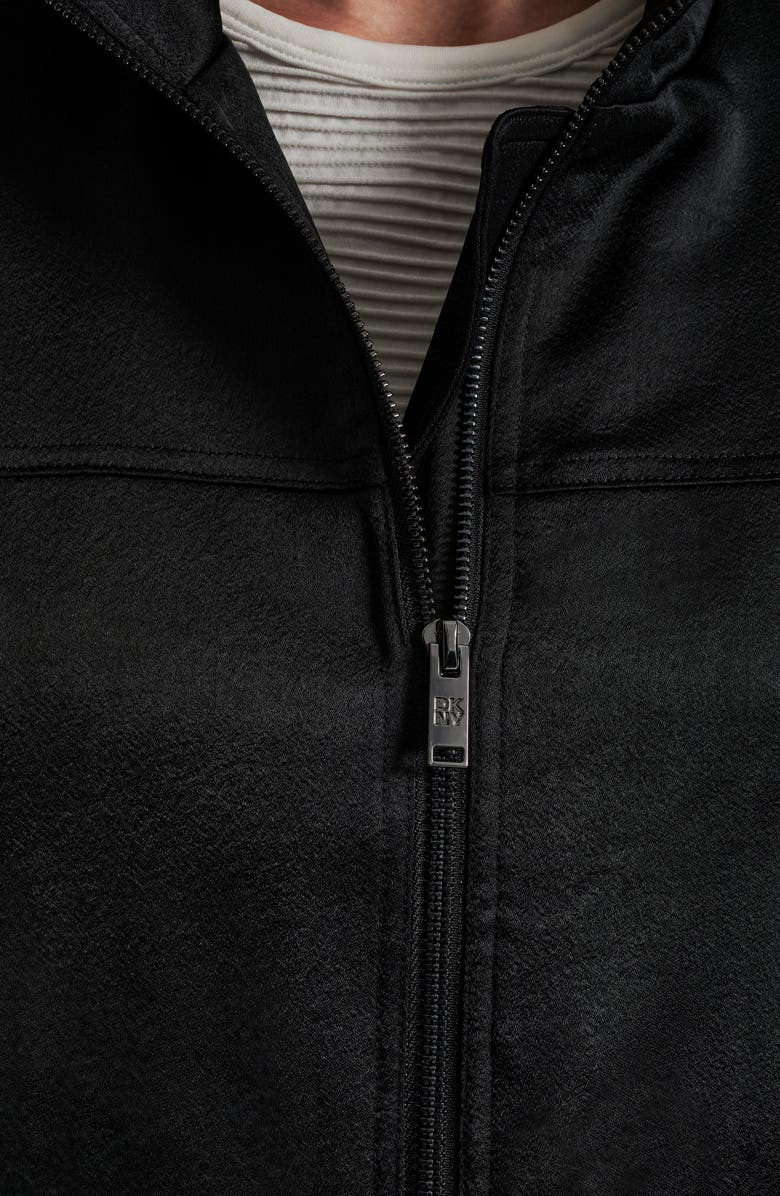 DKNY Ruched Sleeve Bomber Jacket, Alternate, color, Black