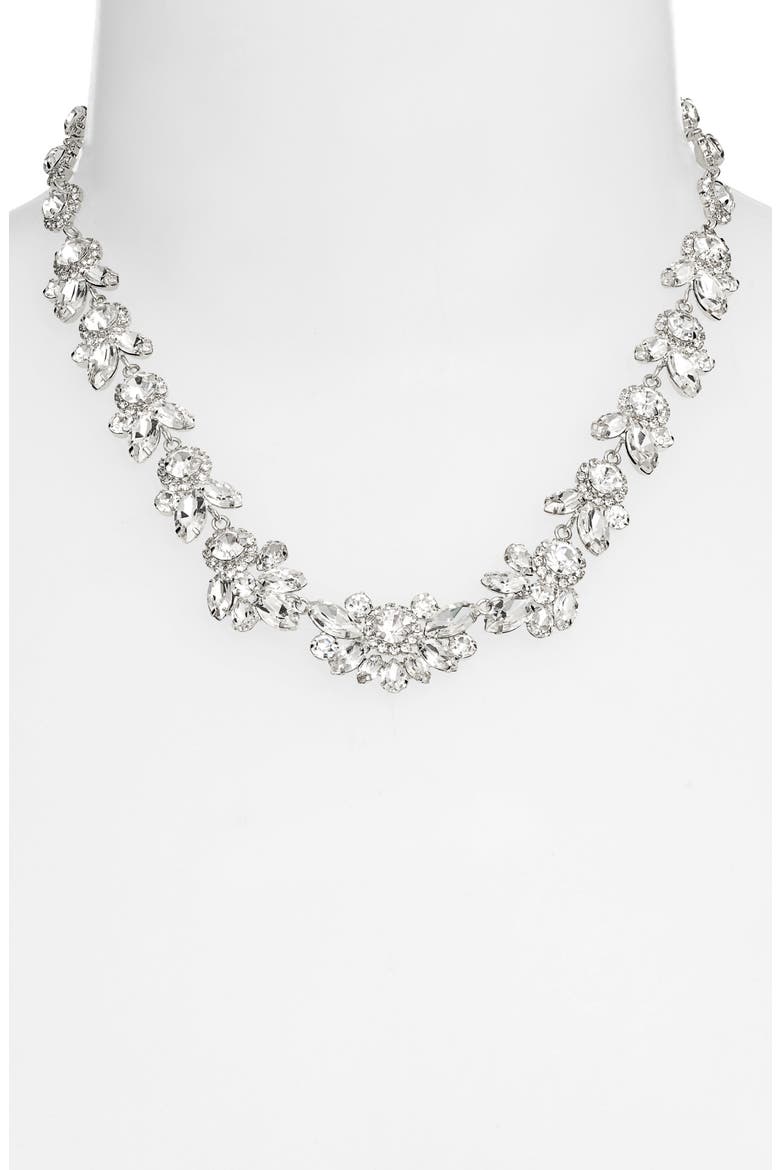 Floral Crystal Statement Necklace, Alternate, color, CRYSTAL/ SILVER