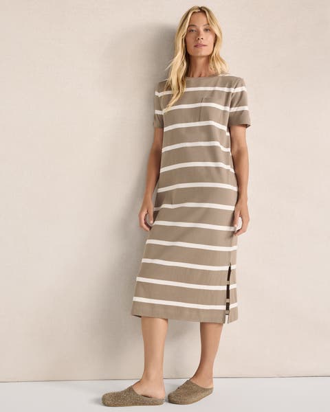 Organic Cotton Interlock Striped Short Sleeve Dress
