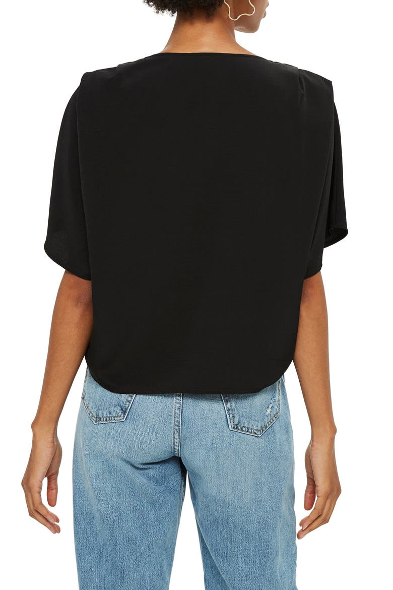 Pleat Shoulder Blouse, Alternate, color, BLACK