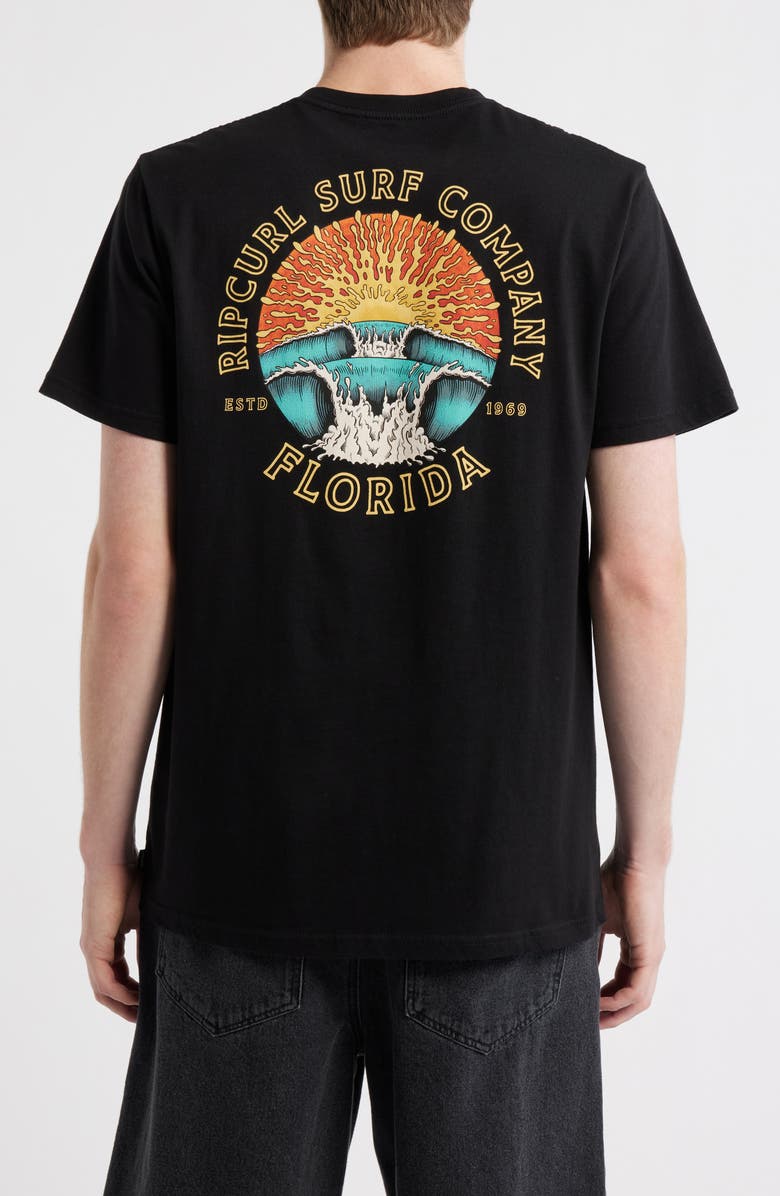 Rip Curl Sunrise Logo Cotton T-Shirt, Alternate, color, Black Florida