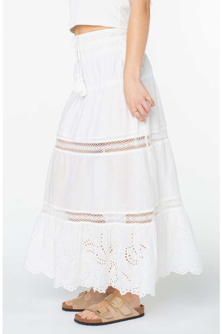 Castaway Embroidered Cotton Maxi Skirt, Alternate, color, SNOW WHITE SOLID