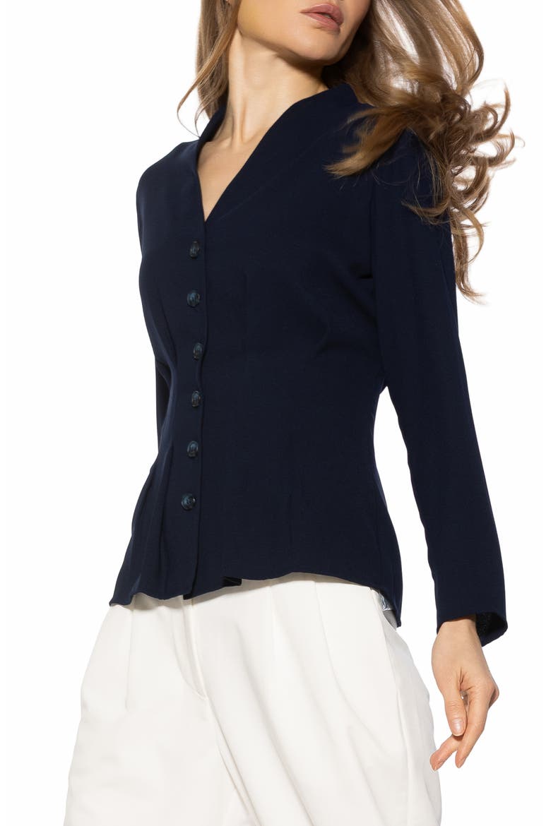 Amaris Cinched Waist Button-Up Shirt, Alternate, color, LAPIS