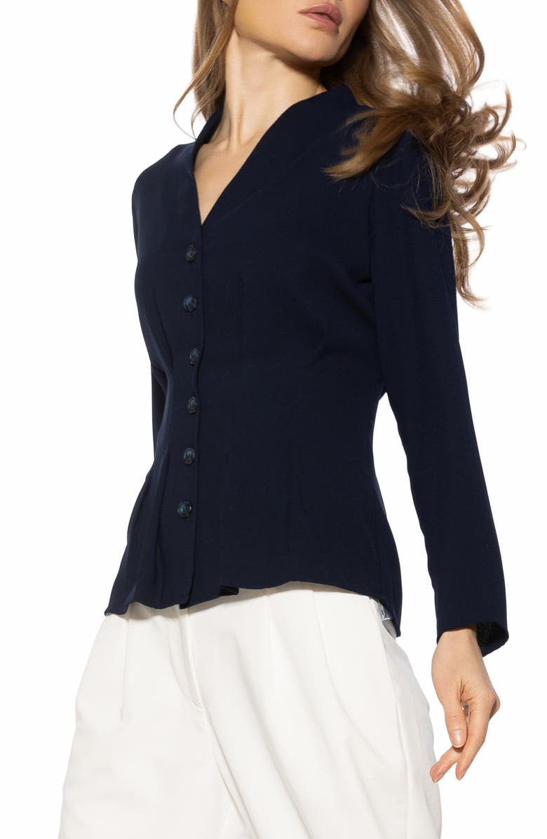 Alexia Admor Amaris Cinched Waist Button-Up Shirt, Alternate, color, Lapis
