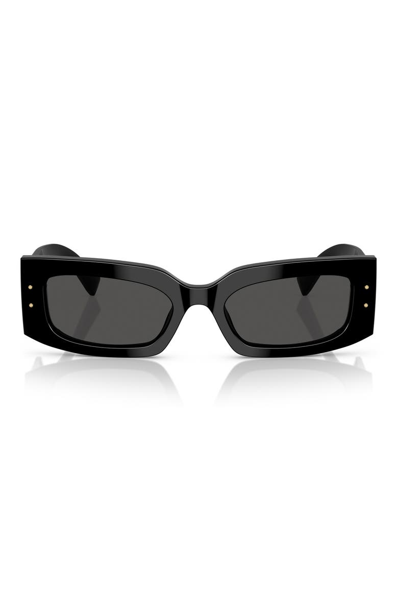 55mm Rectangular Sunglasses, Main, color, BLACK
