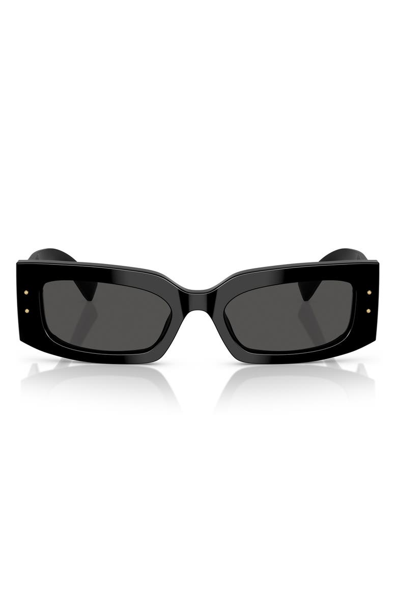 Dolce&Gabbana 55mm Rectangular Sunglasses, Main, color, Black