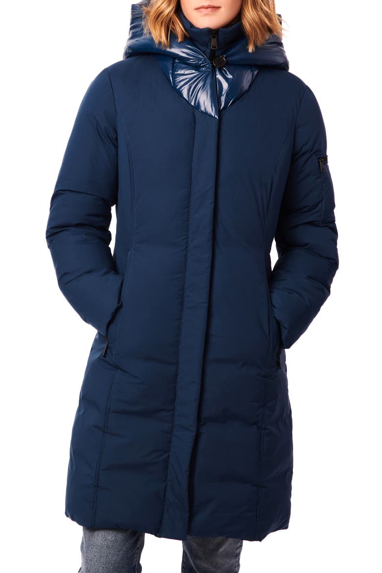 Hooded Puffer Jacket with Bib, Main, color, TEAL