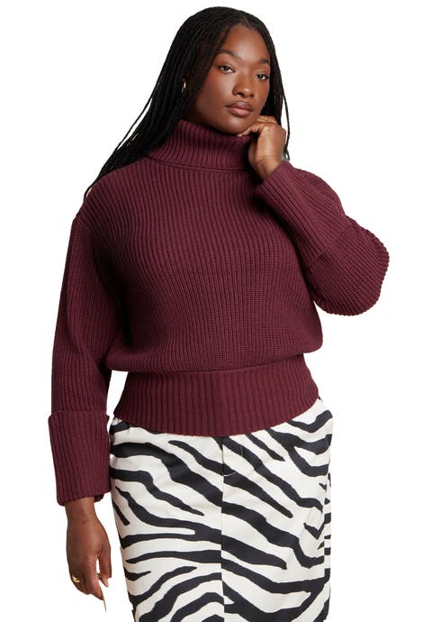 Cuffed Turtleneck Sweater (Plus)