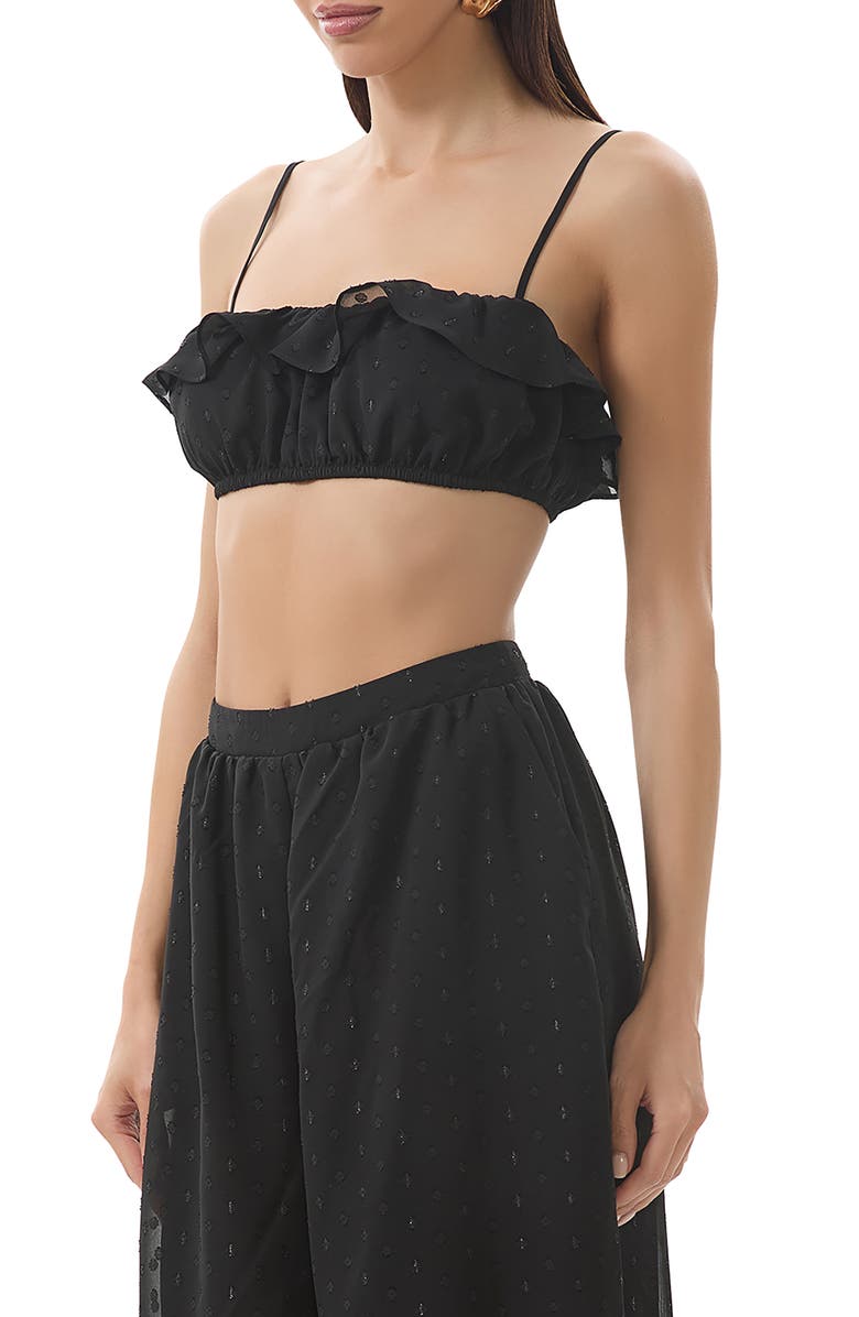 AFRM Kathleen Ruffle Clip Dot Crop Camisole, Alternate, color, Noir