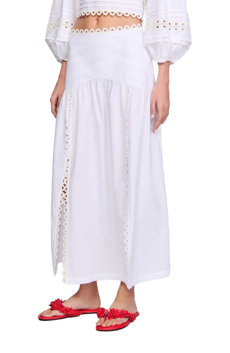 SANDRO Long poplin skirt, Main, color, 