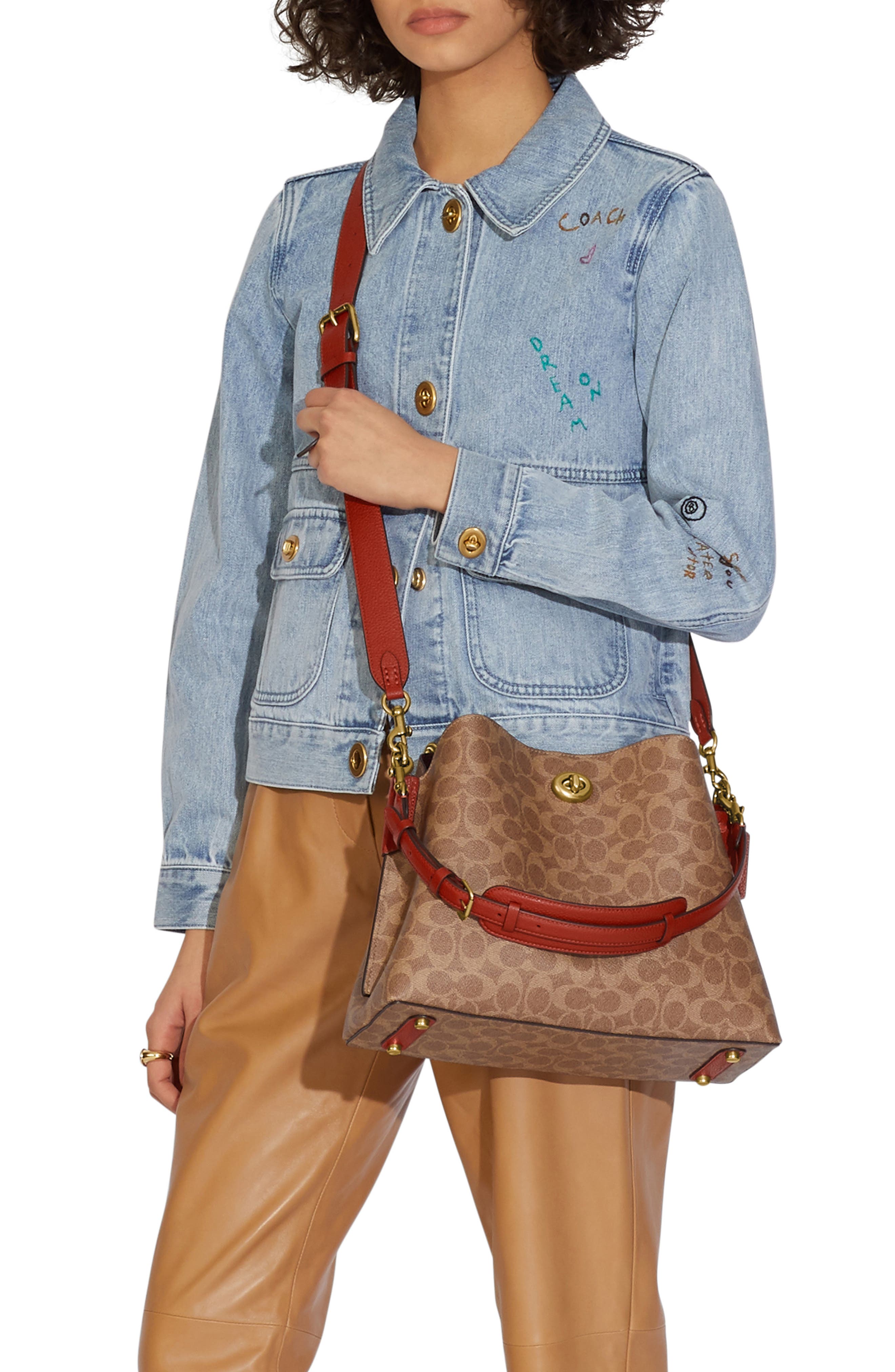 COACH Willow Signature Coated Canvas Shoulder Bag, Alternate, color, 