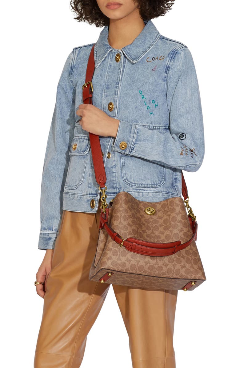 COACH Willow Signature Coated Canvas Shoulder Bag, Alternate, color,