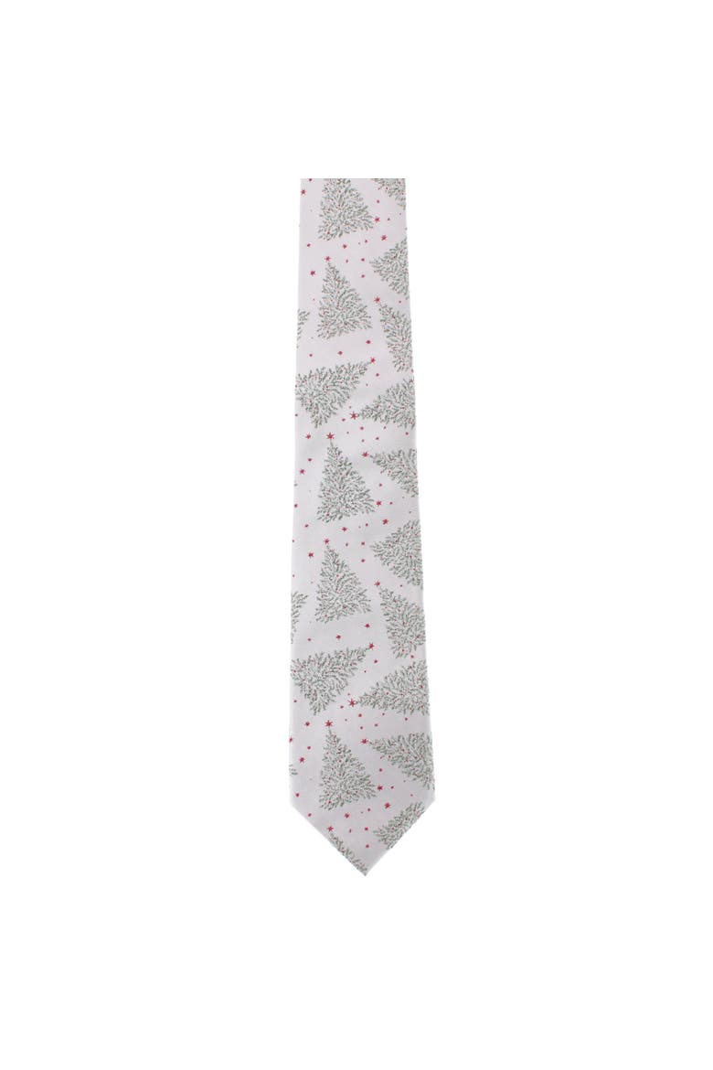 Sterling Modern Christmas Tree Novelty Holiday Necktie, Alternate, color, Silver