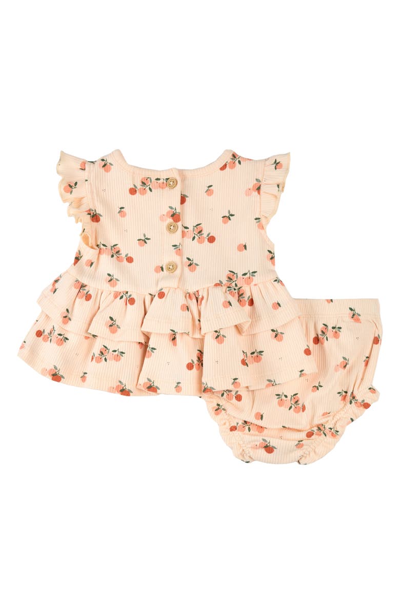FIRSTS by Petit Lem Fruit Print Cotton Rib Dress & Bloomers, Alternate, color, Light Coral