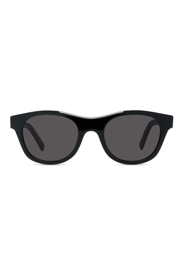 4G 50mm Geometric Sunglasses, Main, color, SHINY BLACK / SMOKE